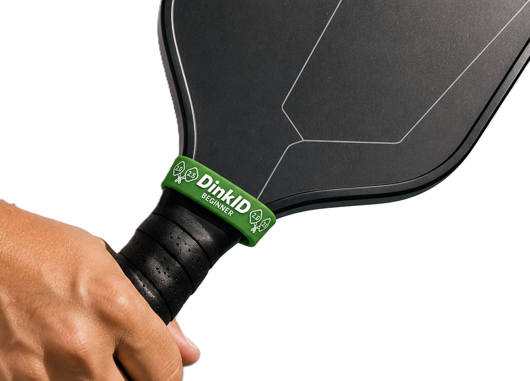 Pickleball paddle with a DinkID band